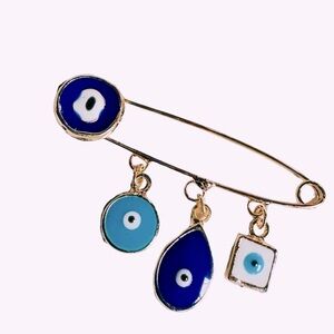 Evil Eye Triple Charm baby safety pin